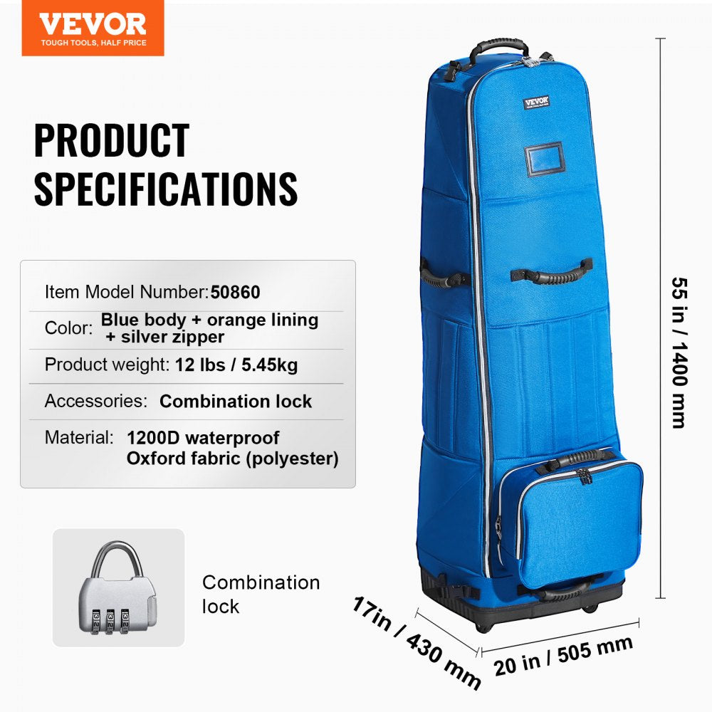 50860 - Premium Golf Travel Bag with Wheels & External Pocket