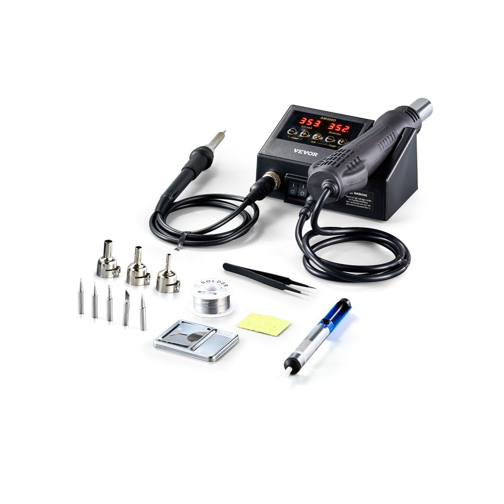 AM366D - 750W 2-in-1 Hot Air & Soldering Station with Adjustable Airflow