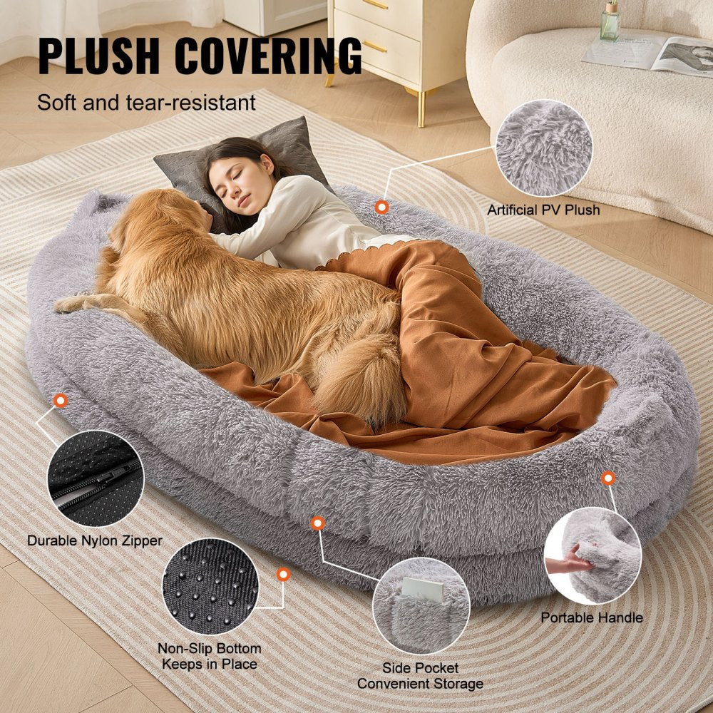 HS-004 - Cozy 72x48in Human Dog Bed with Washable Velvet Cover
