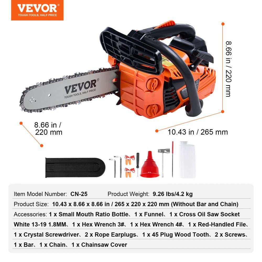 CN-25 - 25.4CC Gas Chainsaw with Easy-Start and Tool-Free Tension Adjustment