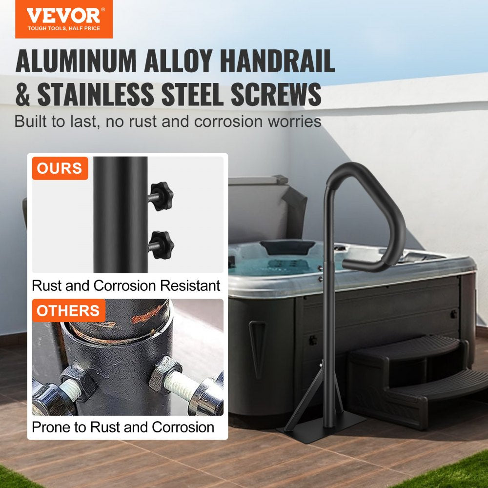 H10263-57 - Adjustable 35-57" Black Aluminum Hot Tub Handrail