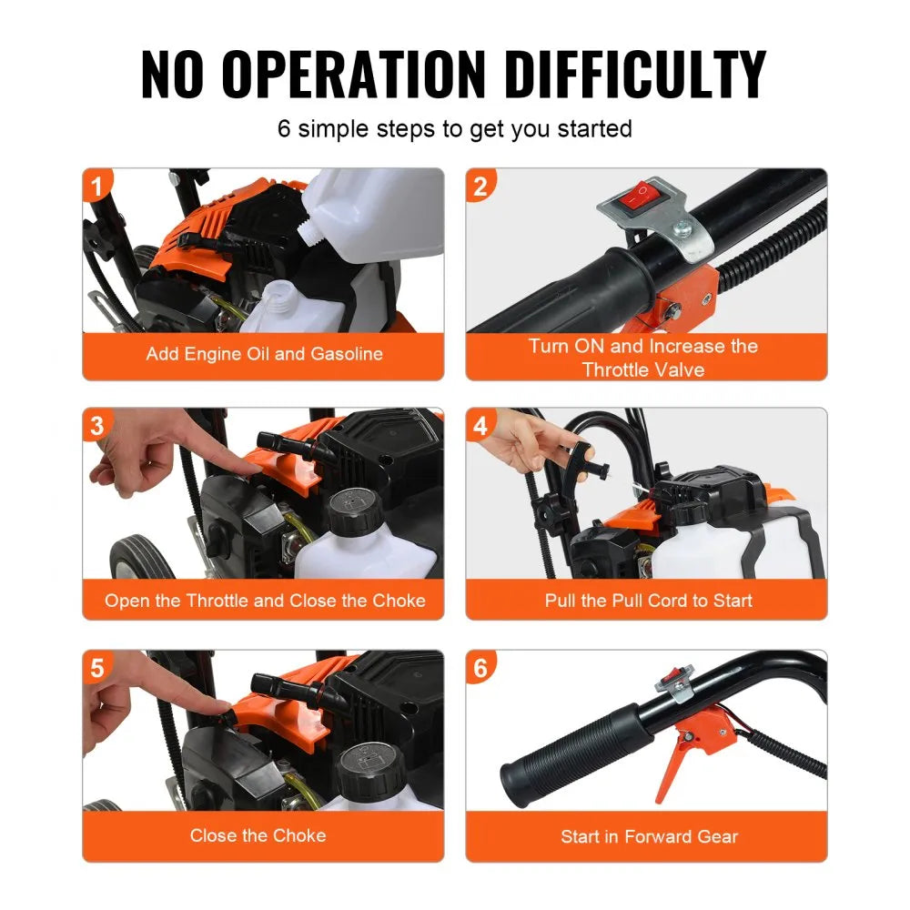 520S - Lightweight 43CC Tiller for Easy Lawn & Garden Cultivation