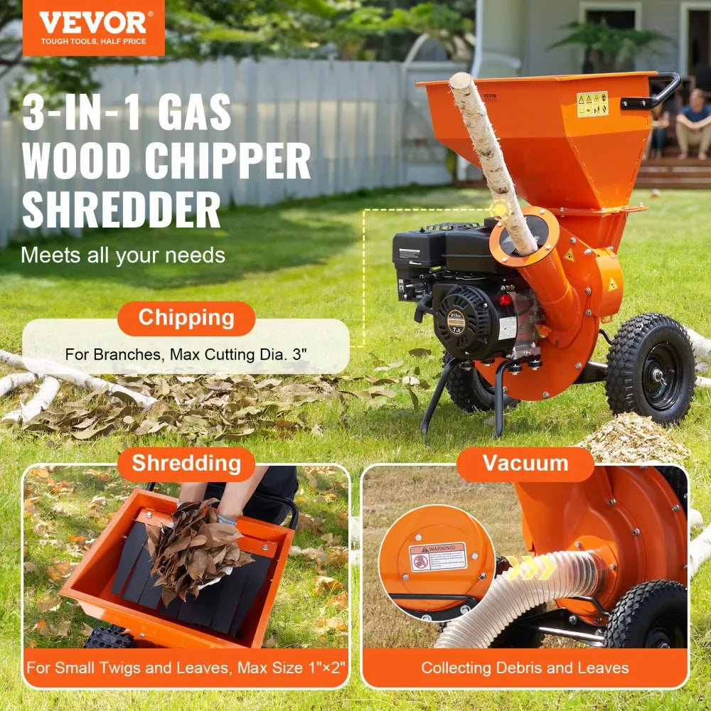 GCS100 - Powerful 212CC Heavy-Duty Chipper for Chipping, Shredding & Mulching