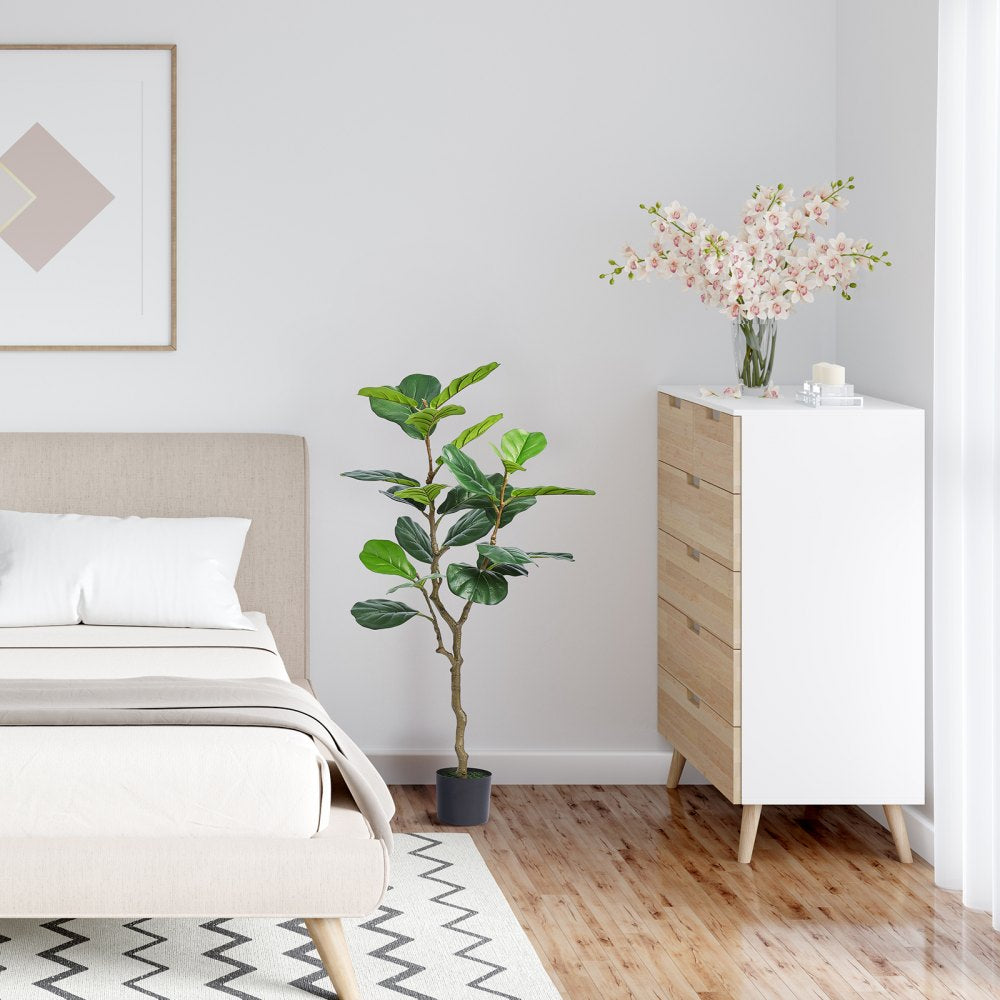 FH-QYR120 - 4FT Lifelike Fiddle Leaf Fig Tree for Indoor & Outdoor