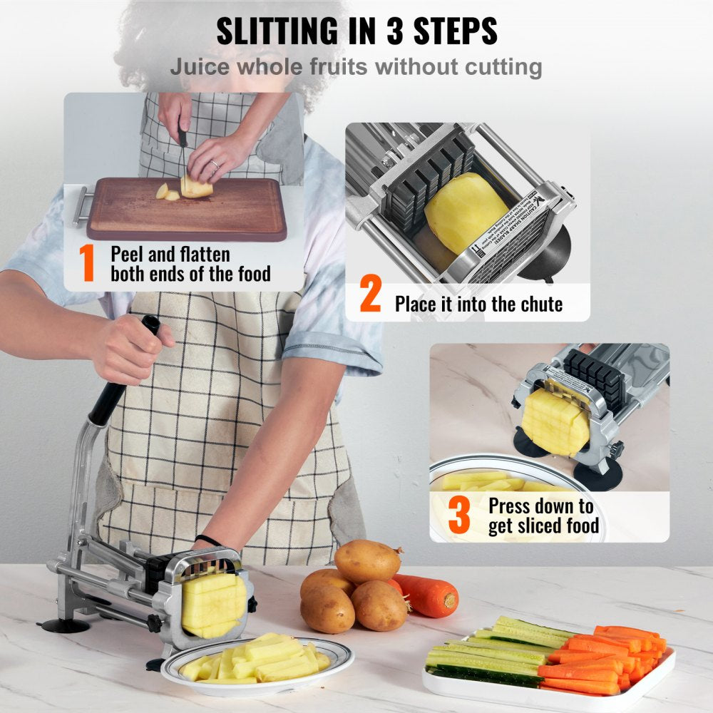 AY420-2 - Durable Aluminum French Fry Cutter with 2 Blade Sizes