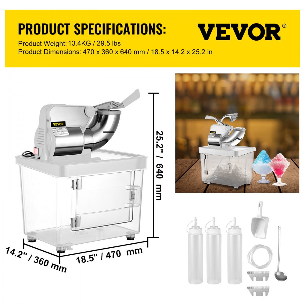 BY-300XTD - 300W Electric Ice Crusher for Soft, Fluffy Snow Ice