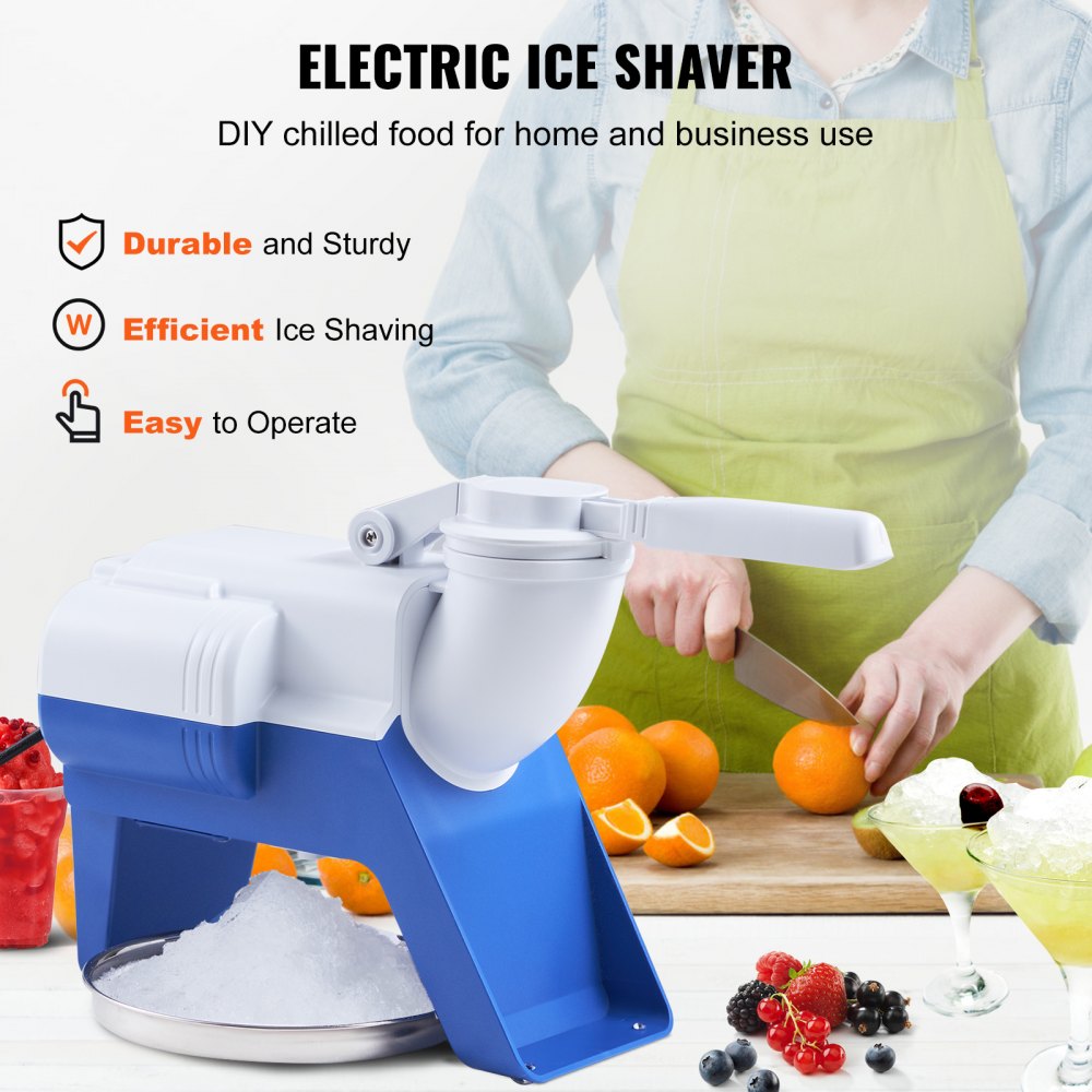 BY-180 - 176lbs/hr Electric Ice Crusher with 2 Blades and Splash-Proof Design