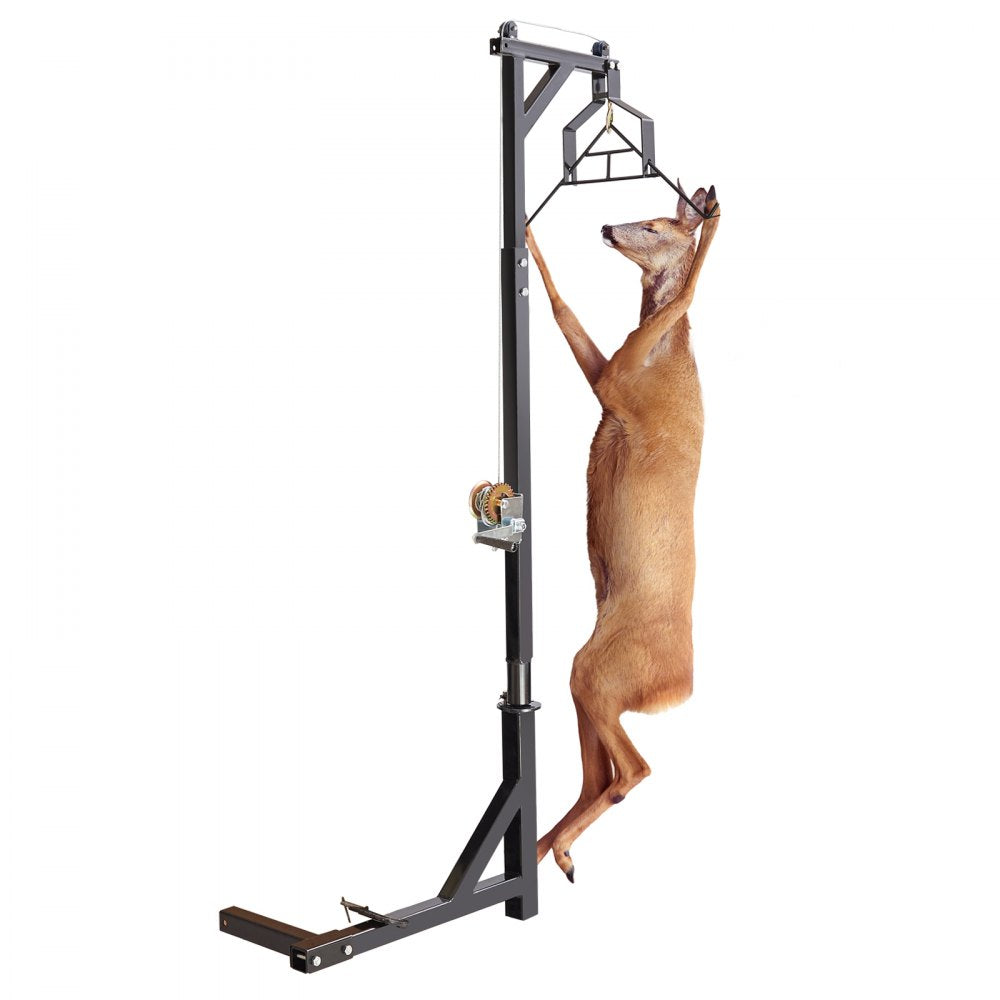 GZB88055-CD400LBS - Adjustable 67.7-84.3" Steel Hitch Deer Hoist with Winch