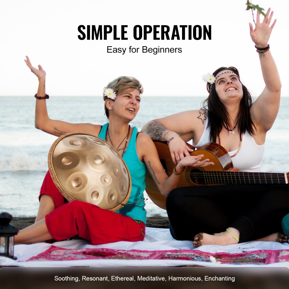 Golden-10 tone sound - 22" D Minor Hand Pan Drum for Beginners