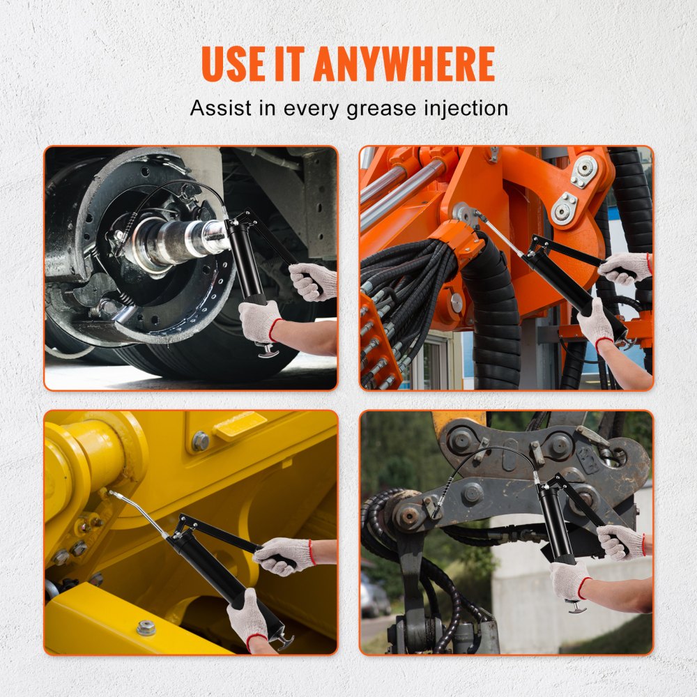 LD-2710 - 10,000 PSI VEVOR Grease Gun with Flexible Hose & Attachments