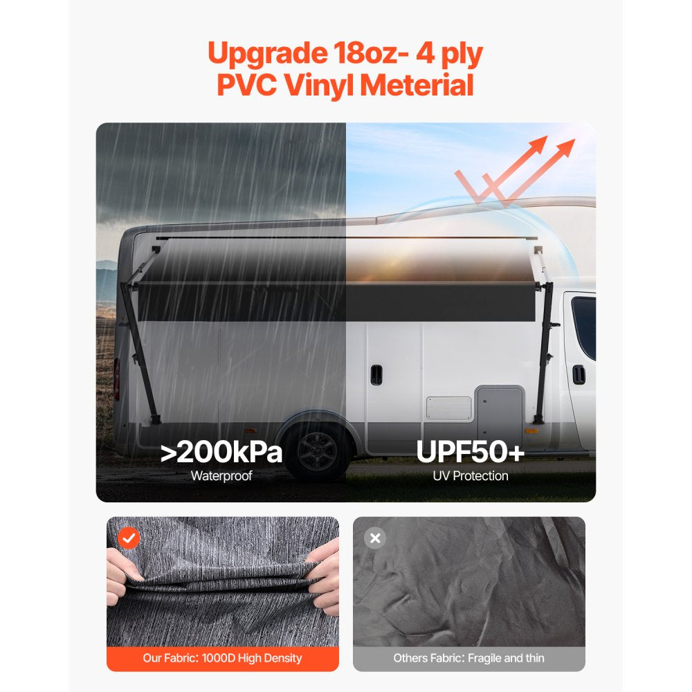 B1 - 16' x 7.7' Durable RV Awning with Reinforced PVC Frame