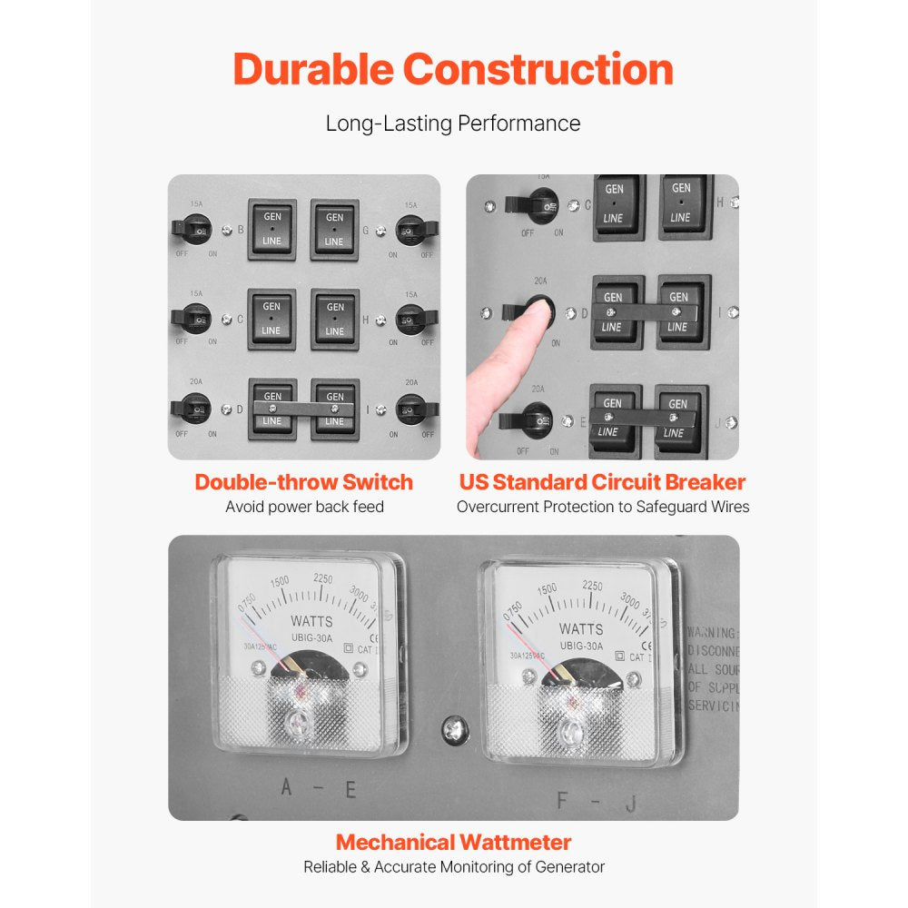 SP-ZH352510(30A-10) - 30A Manual Transfer Switch Kit for Indoor/Outdoor Use