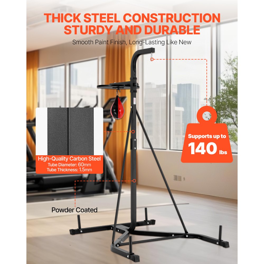 ssshksdj-d - Adjustable 2-in-1 Steel Punching Bag Stand, 159-173cm