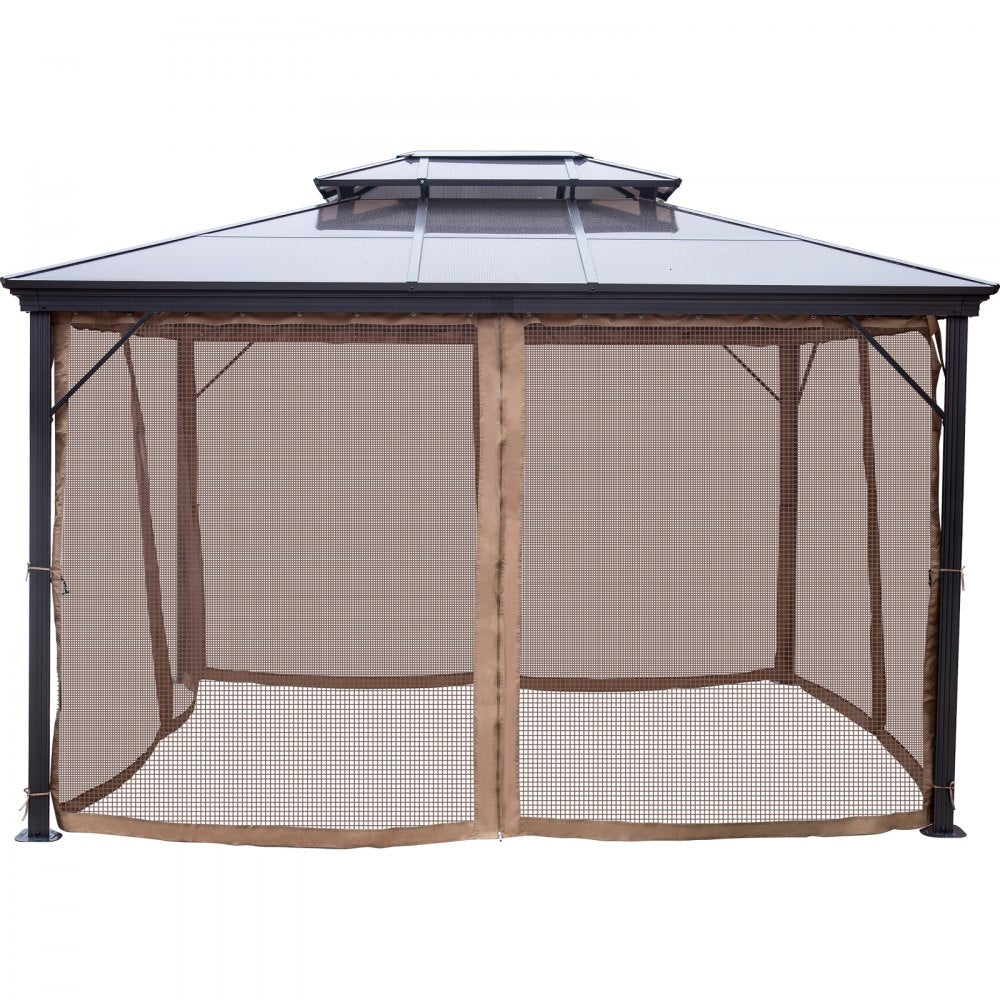 010938950459 - 10' x 10' Aluminum Gazebo with Netting and Double PVC Roof