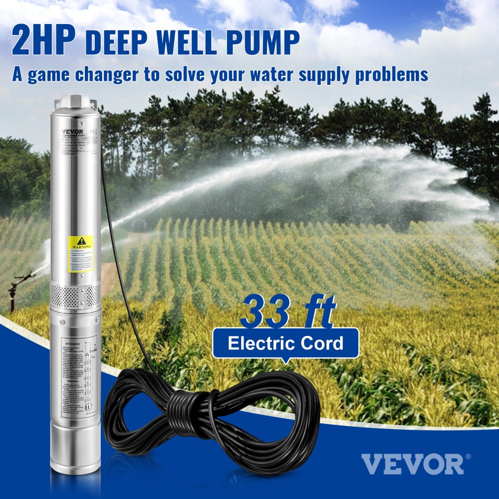 4SSM5/12 - 2HP Stainless Steel 4" Submersible Pump - 37GPM, 427ft Lift