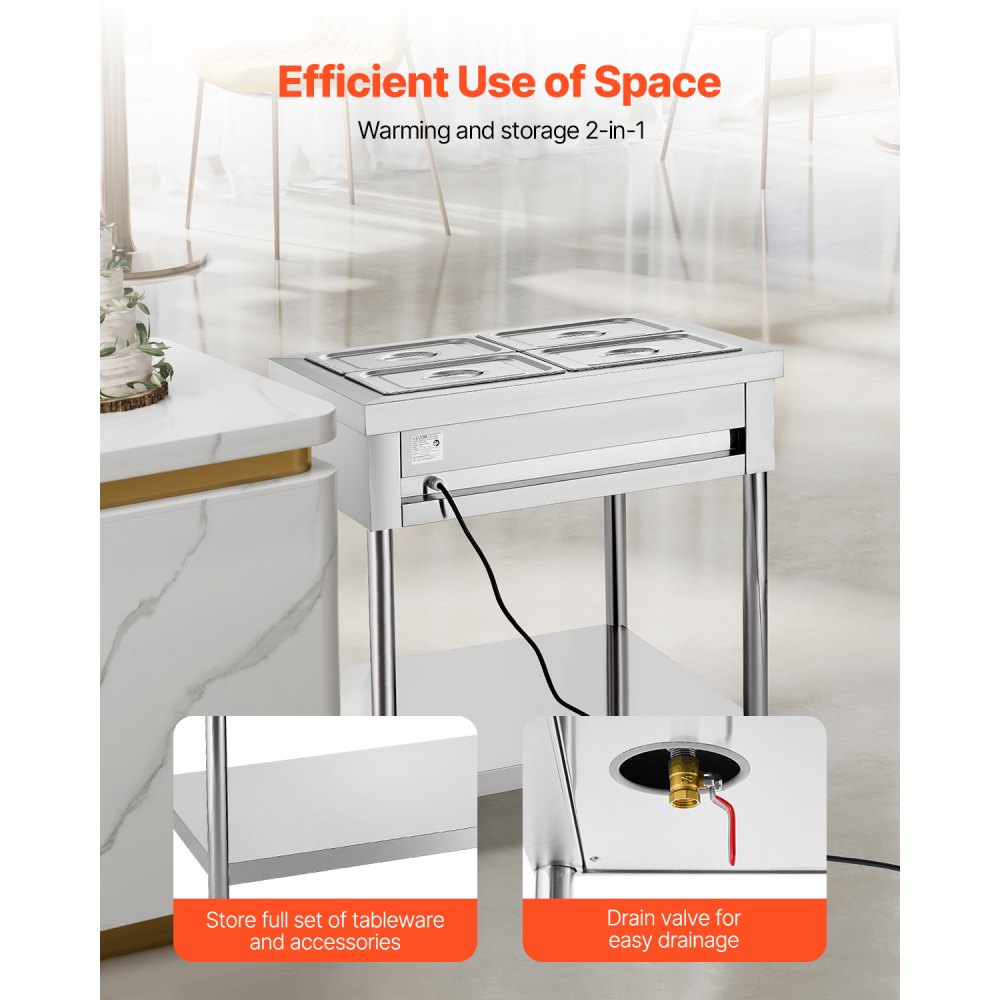 SKT1/2*4 - Stainless Steel Electric Food Warmer with Adjustable Temperature Control