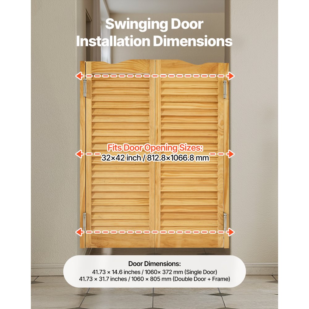 SS-door2-NA-5 - 32"x42" Pine Wood Swing Door with Quiet Hinges