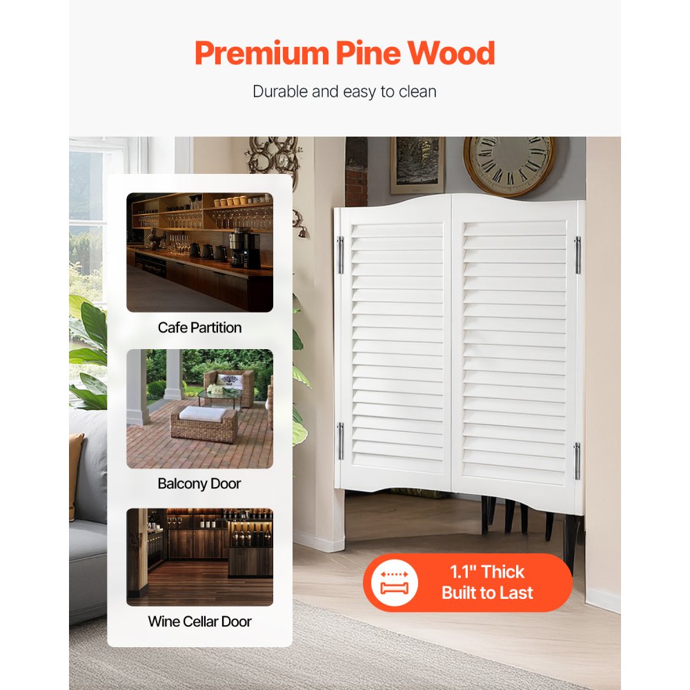 SS-door2-WH-7 - 36" Swinging Pine Door with Quiet Hinges & Easy Install