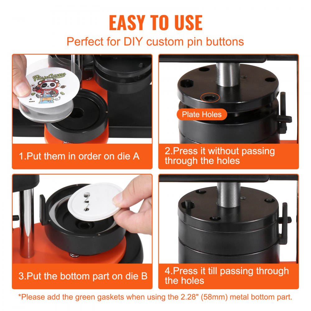 JMB-58 - Lightweight VEVOR 2.28" Button Maker with Ergonomic Handle