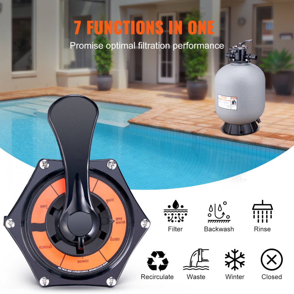 25053BX - 24" VEVOR Sand Filter, 65 GPM, Durable HDPE Design