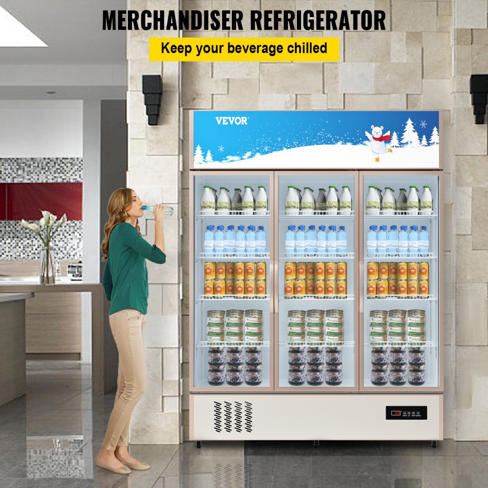 LC-1500 - Sleek Commercial Refrigerator with Glass Door and LED Light