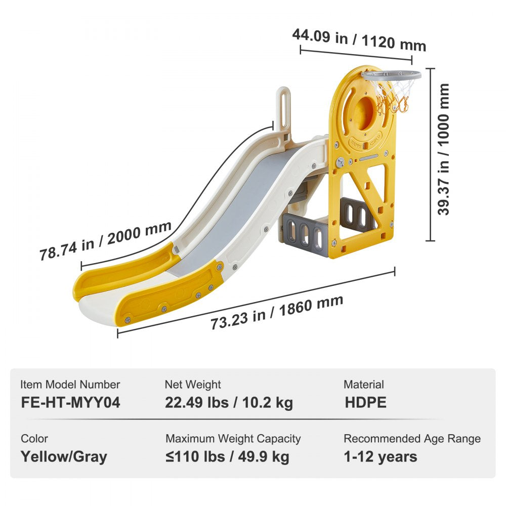 FE-HT-MYY04 - Toddler Slide with Basketball Hoop - 73.23 in for Kids