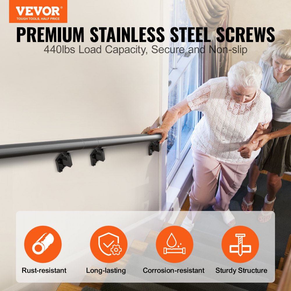H8170-12 - 12ft VEVOR Non-Slip Handrail for Safe Indoor Stairs