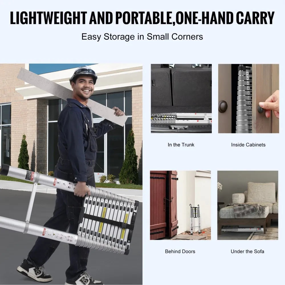 ML-1062Z - 20.3FT Durable Aluminum Telescopic Ladder with Non-Slip Support