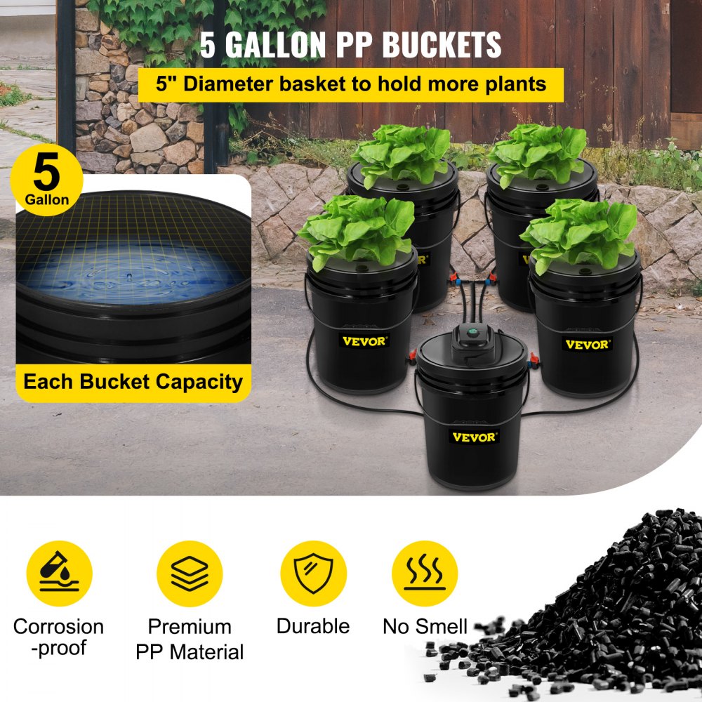 V-4p1US - 5-Gallon DWC Hydroponic System with 4 Planting Buckets