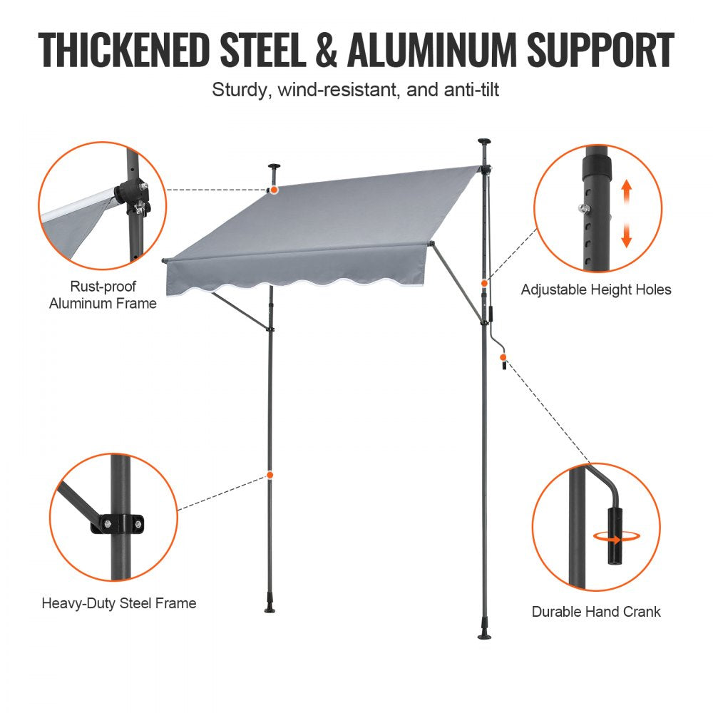 SDA150120-1 - UV80+ Waterproof Retractable Patio Awning with Adjustable Height