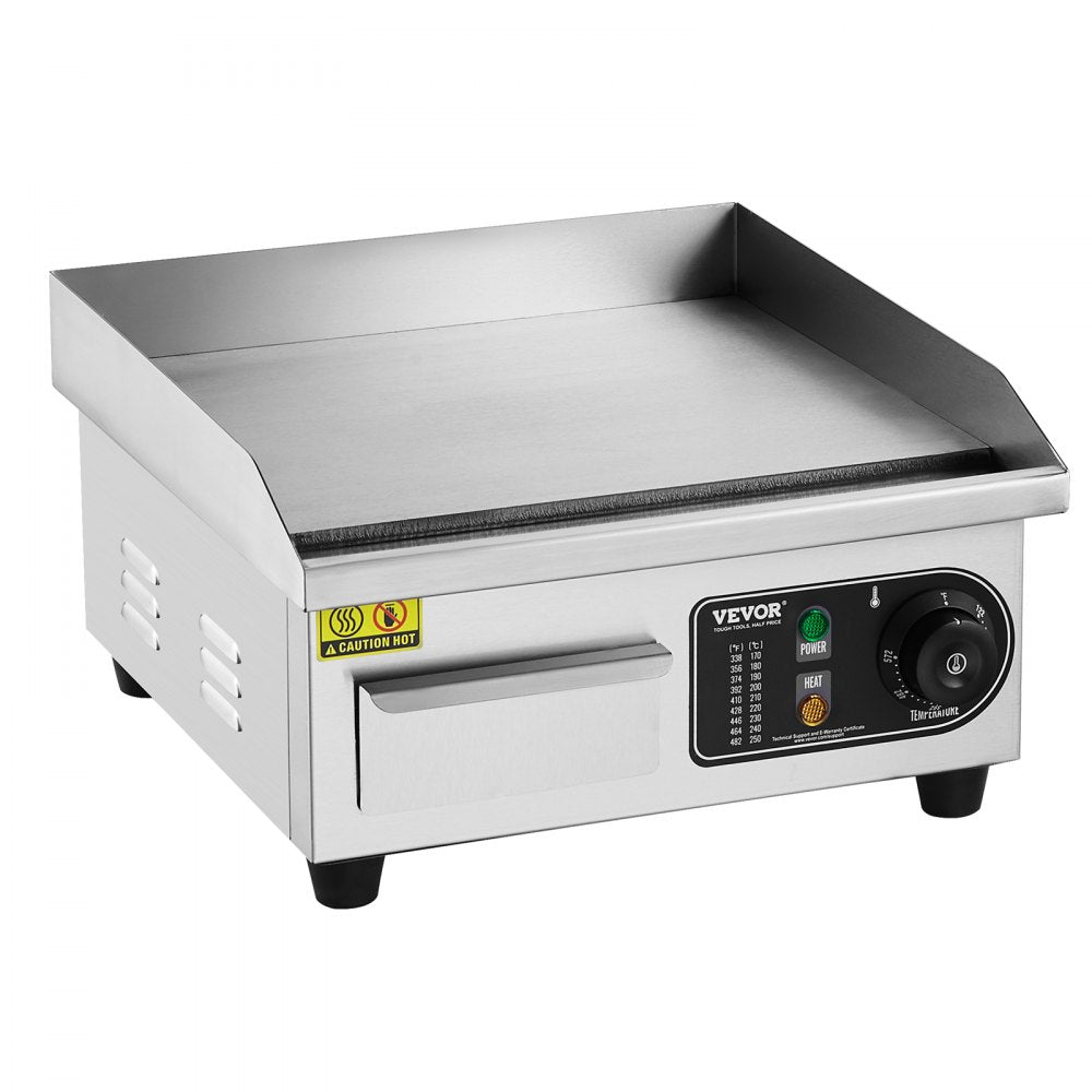HT-818B - 1700W Stainless Steel Electric Griddle with 122-572°F Temperature Control