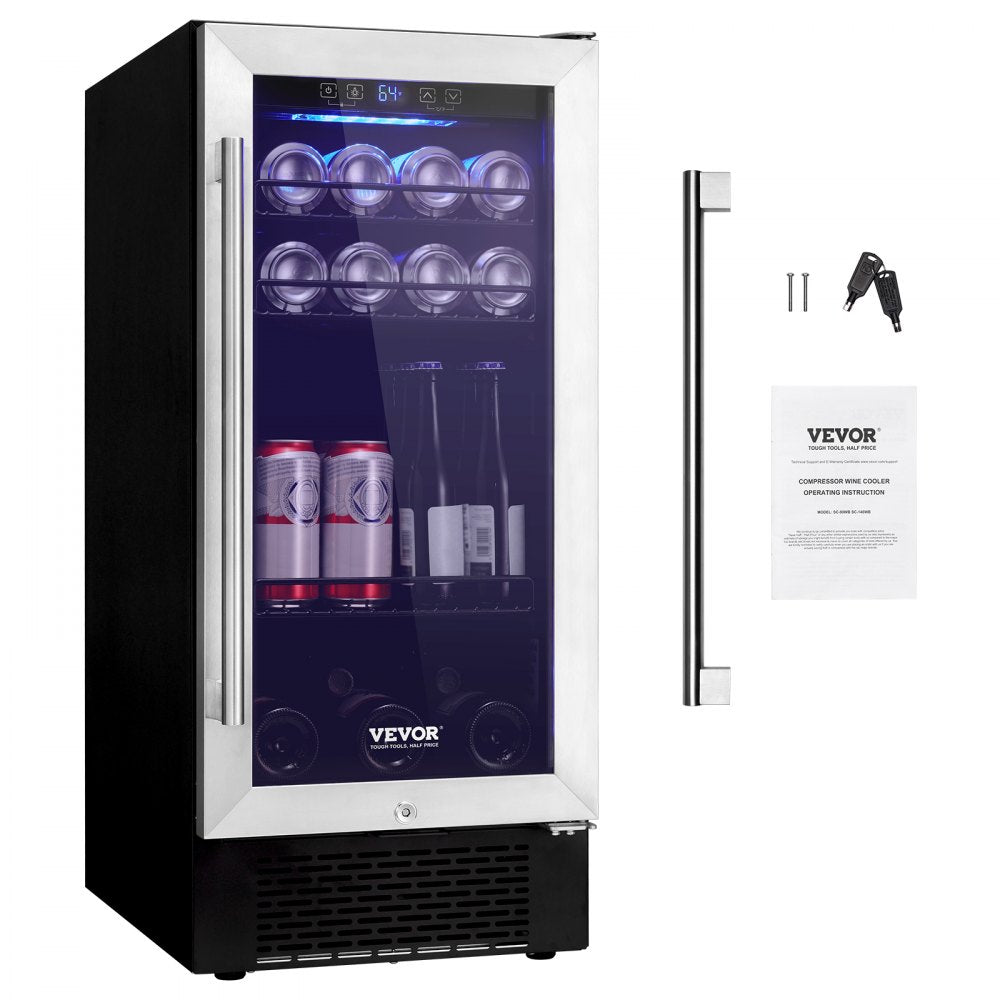 SC-90W - Efficient 96-Can VEVOR Wine Cooler with Frost-Free Air System