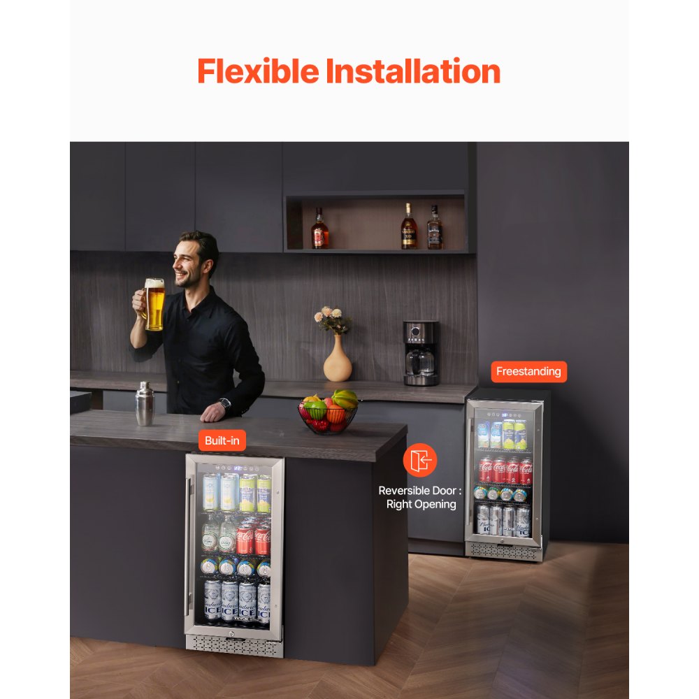 YC-100C - 88 Can Built-In Beverage Cooler with Glass Door Cooling