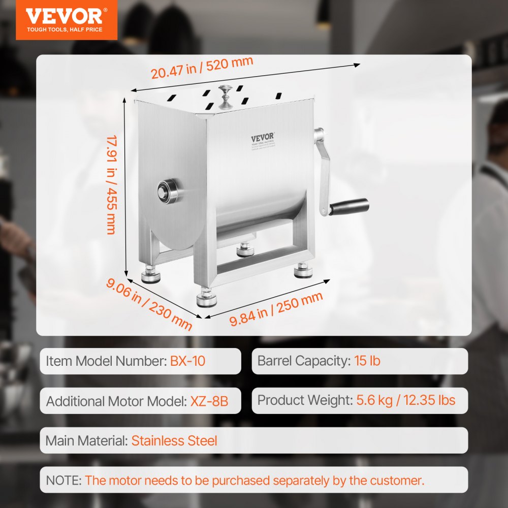 BX-10 - 15LB Stainless Steel Meat Mixer for Sausage and Delicacies