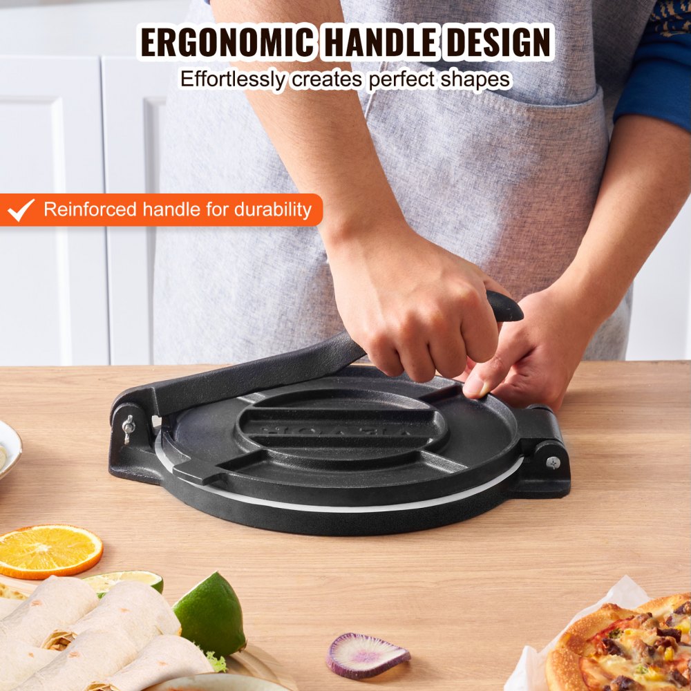 HES200 - 8-Inch Cast Iron Tortilla Press for Flour & Corn Tortillas