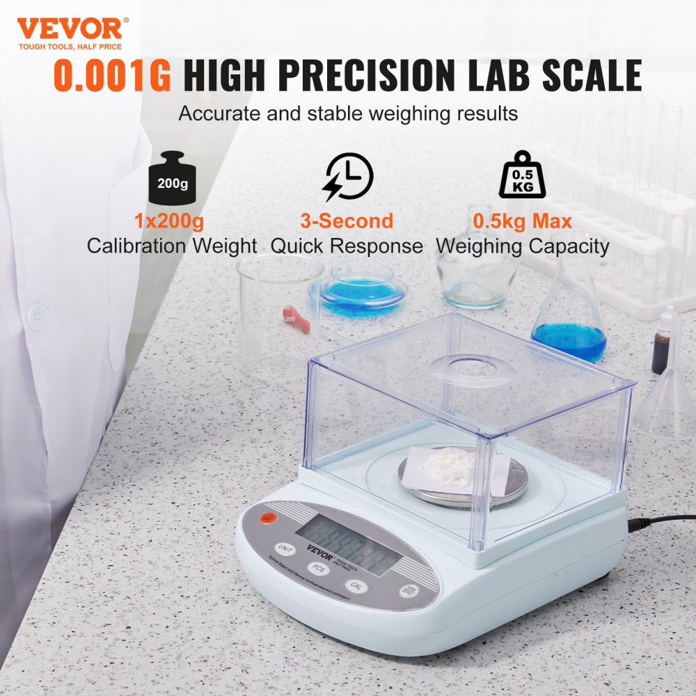 HZ5003 - Precision 500g Analytical Balance with High-Def Display and Stainless Tray