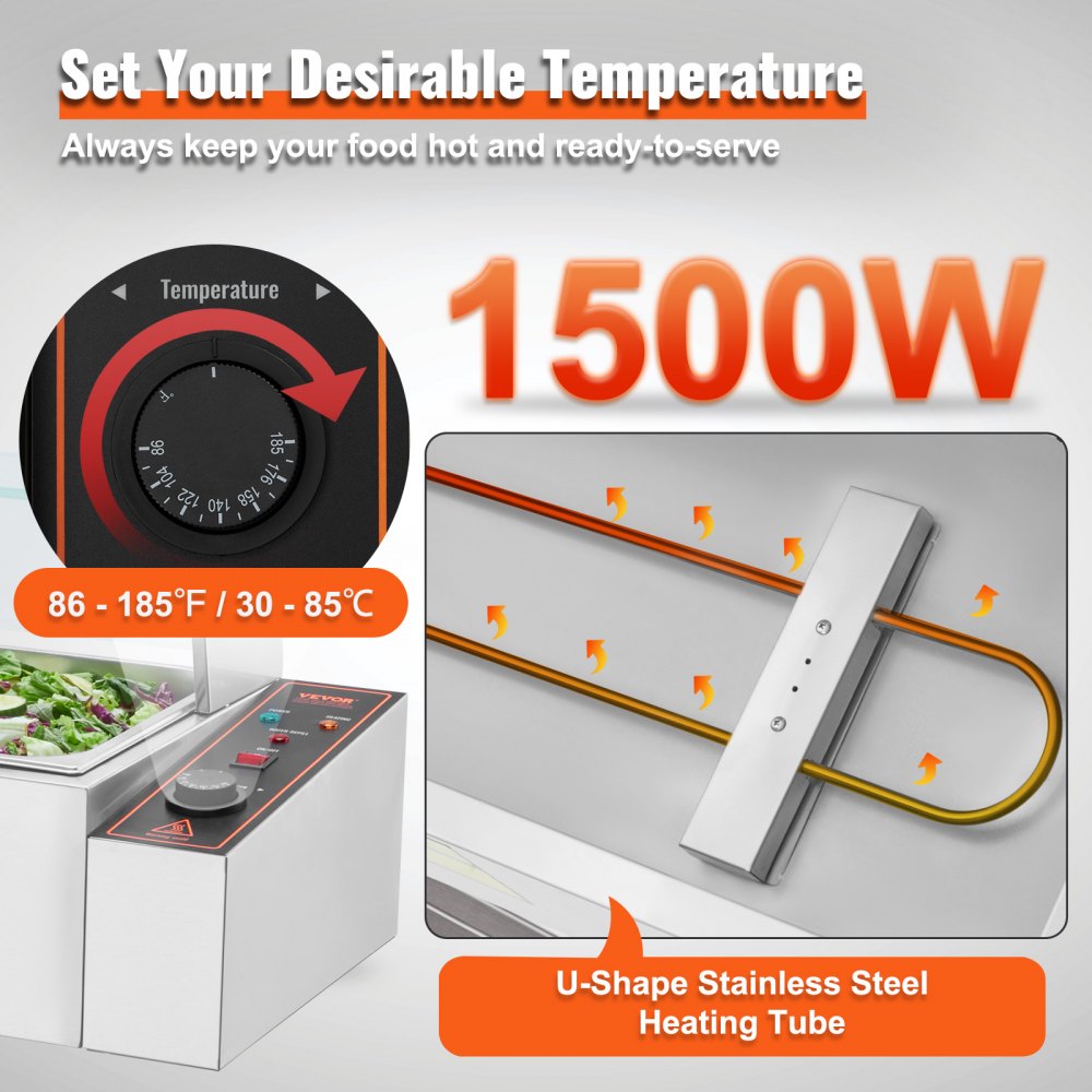 SC-TC-213 - 3-Pan Stainless Steel Food Warmer with Glass Cover, 8Qt