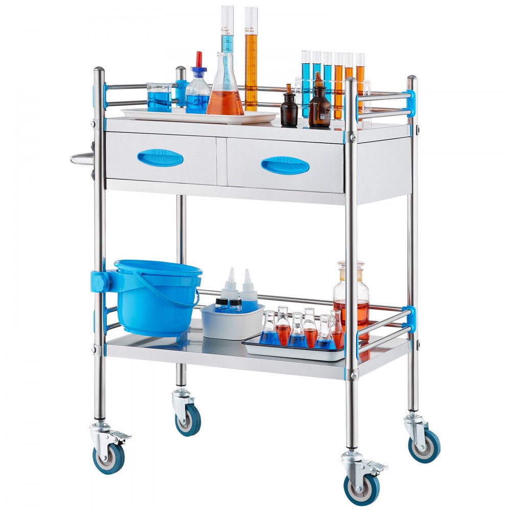 K-ST529 - 2-Tier Stainless Steel Utility Cart for Labs & Hospitals