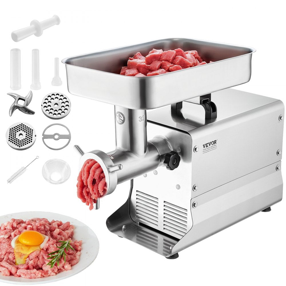 1A-EG132 - 1100W Stainless Steel Meat Grinder, 21 lbs/min, Sausage Maker