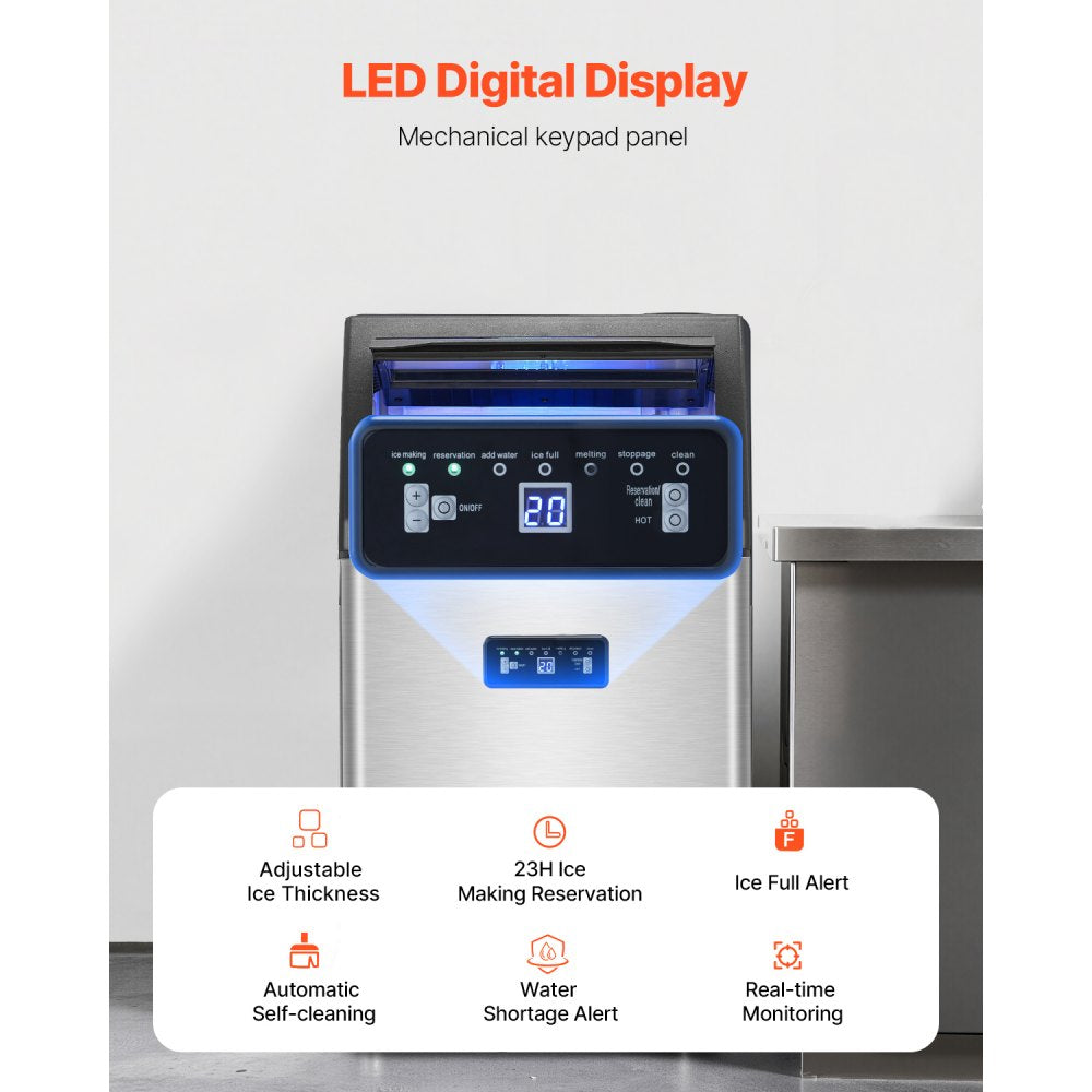 SKF-C130FT - Compact 130 lbs Commercial Ice Maker with 33 lbs Storage