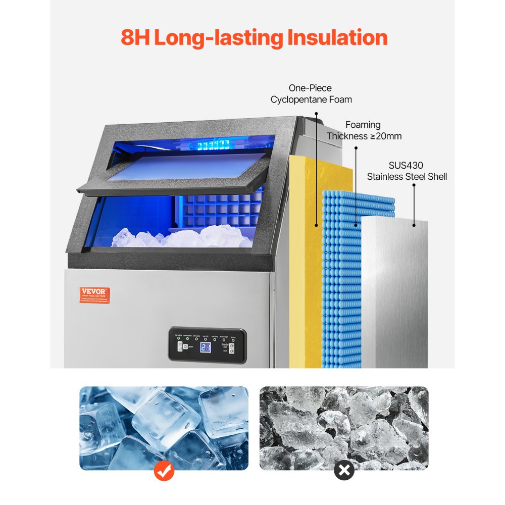SKF-B80FT - 120 lbs Daily Ice Maker with Self-Cleaning & Insulation