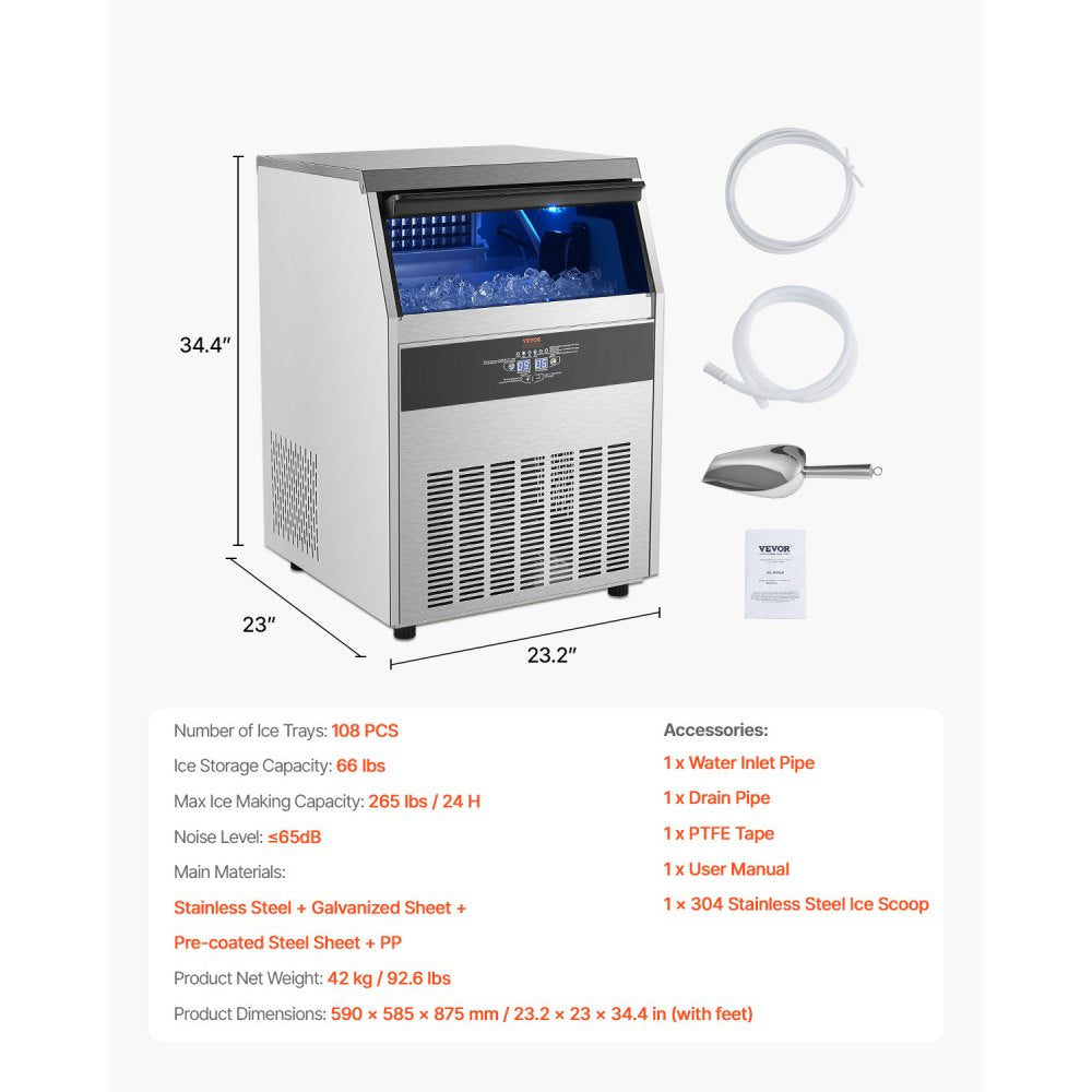 SSX200V - 265 lbs/Day Commercial Ice Maker with 8-Hour Insulation