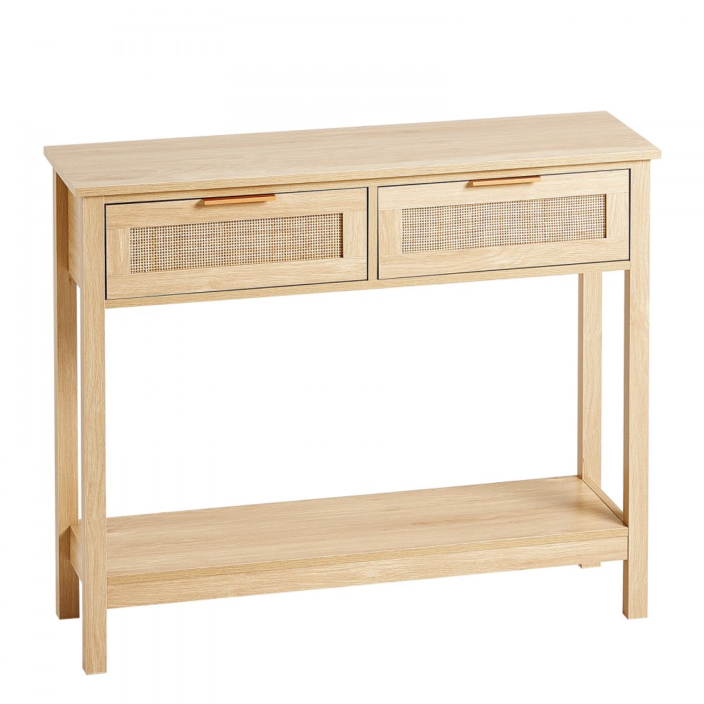 SR191632-1 - VEVOR Rattan Console Table with Drawers & Shelves, 39.37" Long