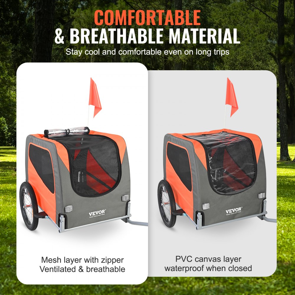 DT806 - VEVOR Dog Bike Trailer for Pets Up to 66 lbs, Easy Fold Design