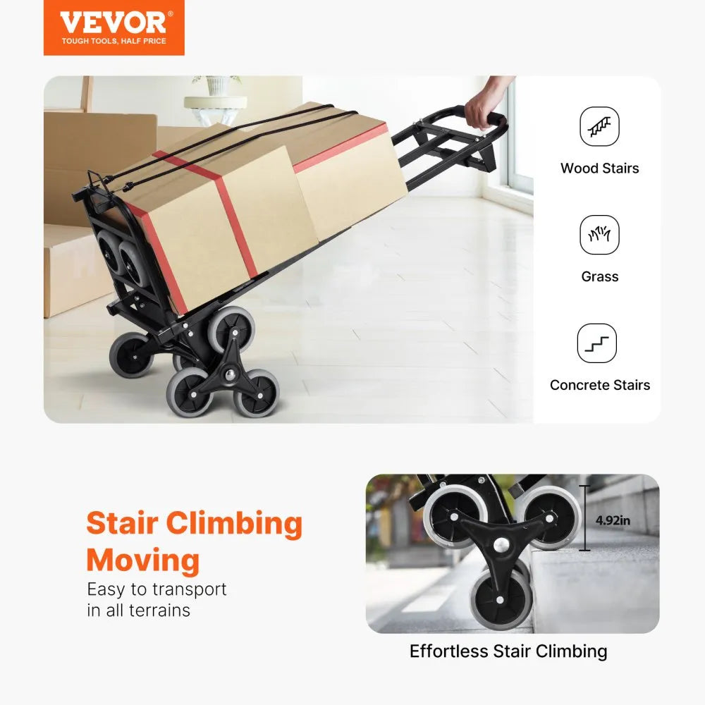 2025C - Heavy-Duty Stair Climbing Cart with Folding Design and Dual Handles