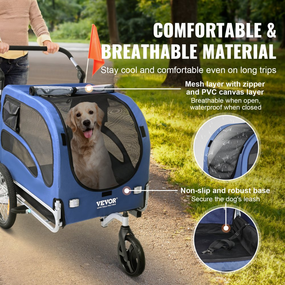 TS815 - 2-in-1 Adjustable Dog Bike Trailer & Jogging Stroller, 100 lbs Capacity
