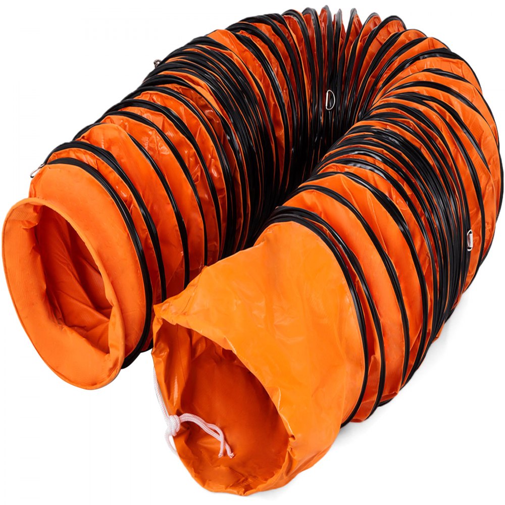 010792558978 - 25FT 8" Flexible PVC Duct Hose with Quick-Connect Ropes