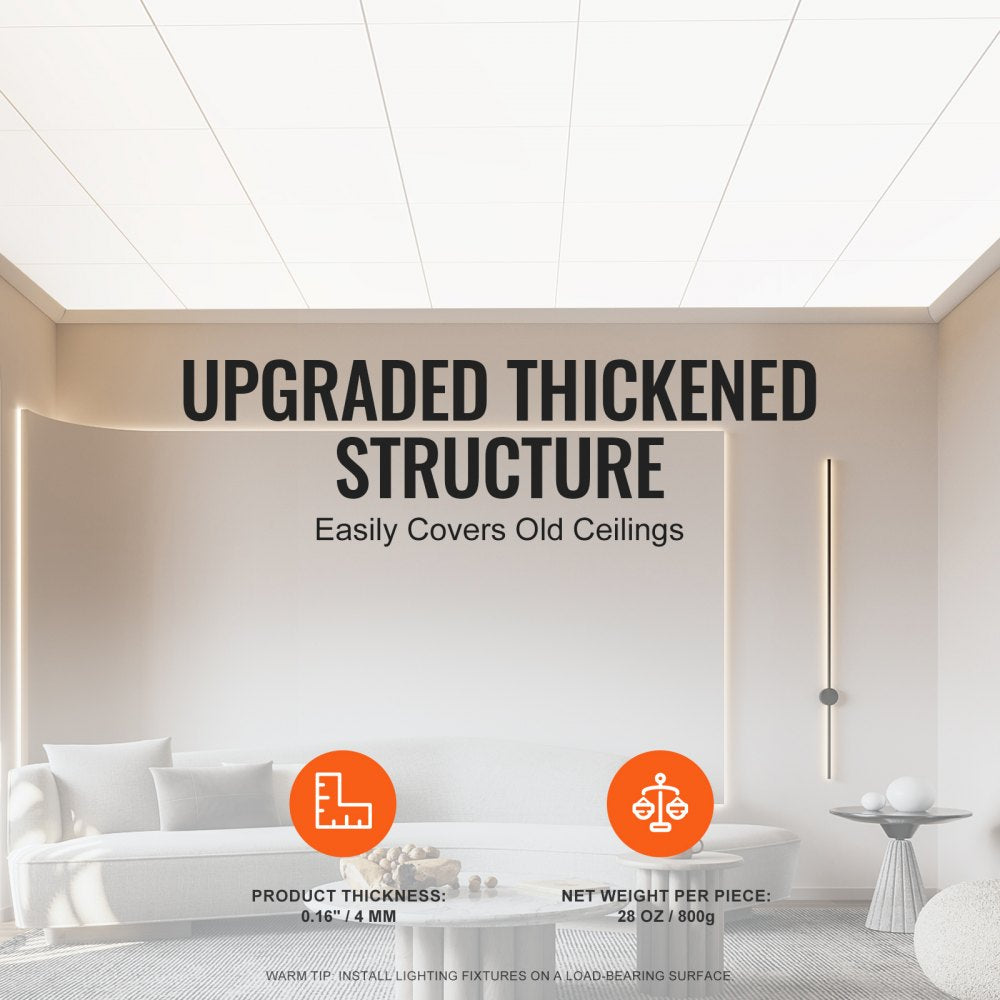 YG-01 - 12-Pack Waterproof 24"x24" Paintable PVC Ceiling Tiles