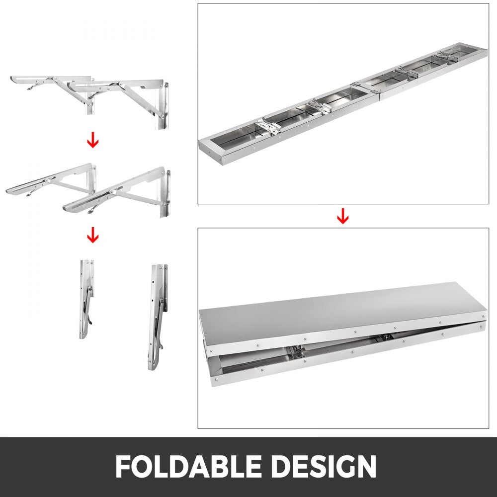 010523281494 - 96" Stainless Steel Folding Shelf for Concession Stands