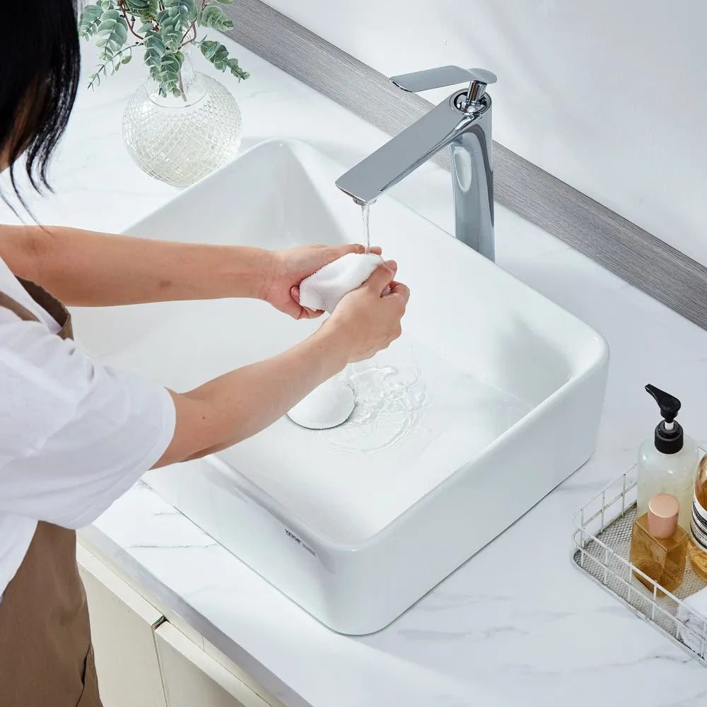 RS1237 - 19"x14.7" White Ceramic Vessel Sink for Modern Bathrooms